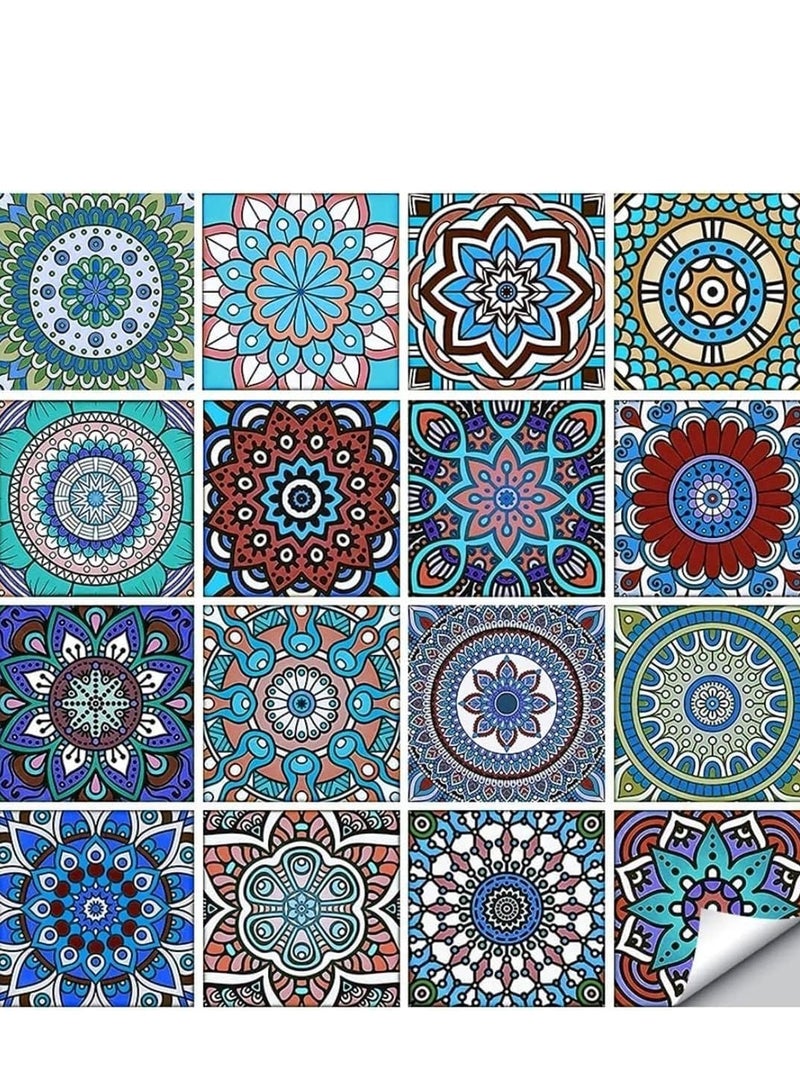 SOLARAE 16PCS Square Tile Wall Stickers 3D Decal Mosaic Home Room Decor DIY for Kitchen Bathroom Wardrobe Furniture Staircase Deco15cm×15cm Green - Image 1