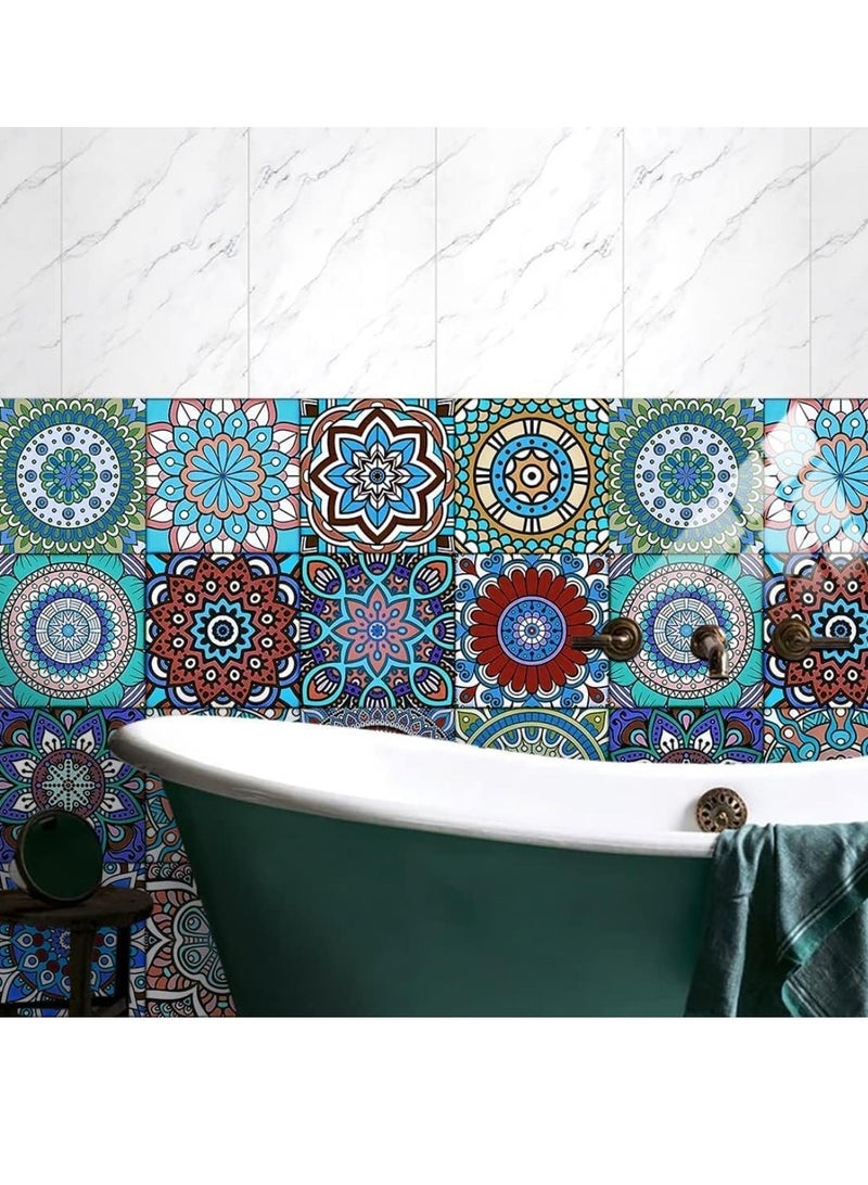 SOLARAE 16PCS Square Tile Wall Stickers 3D Decal Mosaic Home Room Decor DIY for Kitchen Bathroom Wardrobe Furniture Staircase Deco15cm×15cm Green - Image 4