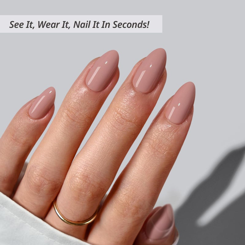 BTArtbox Press On Nails Almond - Flesh Pink Nude Short Fall Press On Nails with Glue for Women, Opaque Soft Gel Glue On Nails in 16 Sizes - 32 Stick On Nails Kit, Fawn Fleek - Image 2