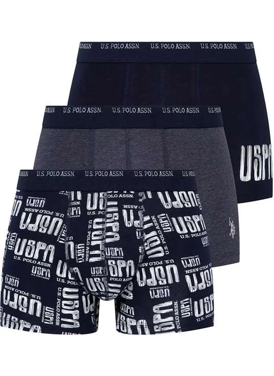 U.S. Polo Assn. BASE. Polo Assn. Men's Navy Blue - Navy Blue Melange 3-Piece Boxer 80338