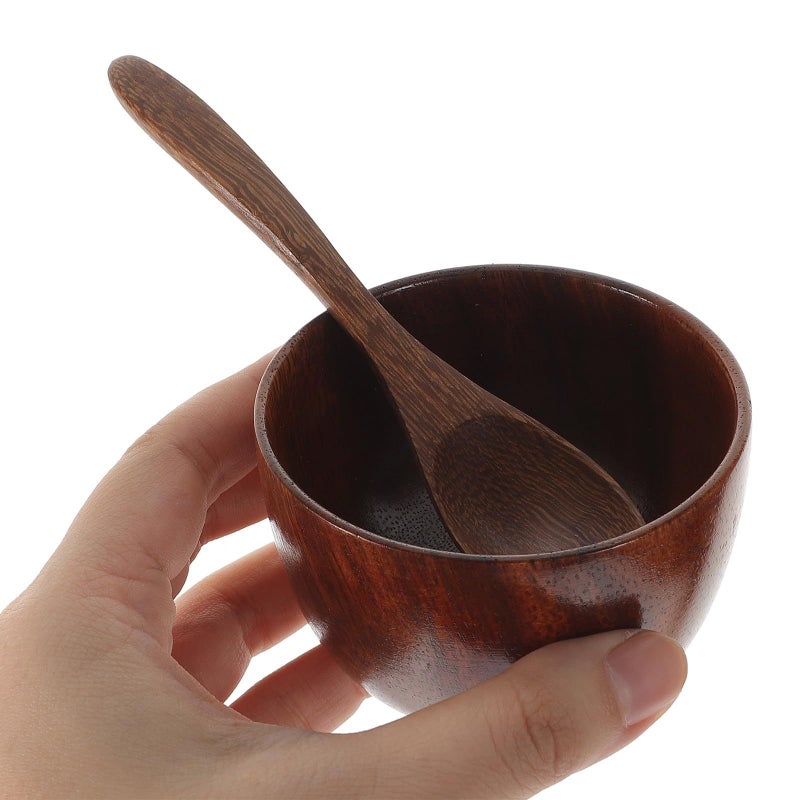 8 Piece Wooden Food Bowl And Serving Spoon Set 8Cm Diameter For Home Dining - Image 5