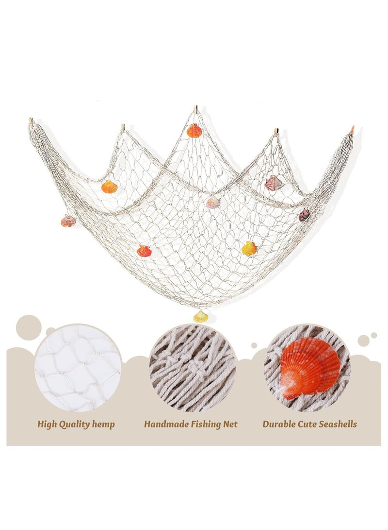 Decorative Fishing Net with SeaShells 1.5M*2M Nautical Fish Net Decoration Mediterranean Style Hanging Photo Netting Wall Hanging Decor for Party Home - Image 2
