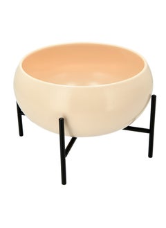 La Mesa Salad Bowl Semi Mat Beige W/Black Stand  - Image 2