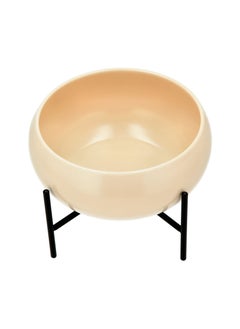 La Mesa Salad Bowl Semi Mat Beige W/Black Stand  - Image 3