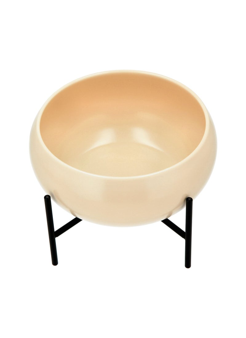 La Mesa Salad Bowl Semi Mat Beige W/Black Stand  - Image 3