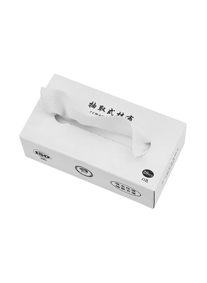 لوازم 20 قطعة مناشف مايكروفايبر قابلة للإزالة - أبيض - 20 × 20 سم - مساحات تنظيف عالية الامتصاص وخالية من الوبر في علبة سحب للمطبخ، السيارة، النوافذ، الزجاج، والأسطح المتعددة - Image 3