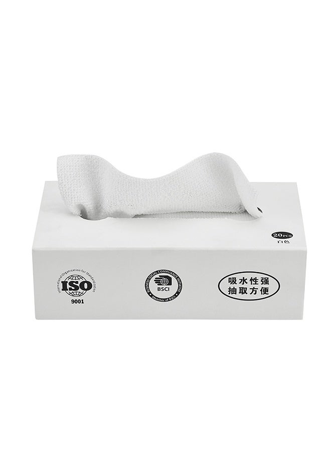 لوازم 20 قطعة مناشف مايكروفايبر قابلة للإزالة - أبيض - 20 × 20 سم - مساحات تنظيف عالية الامتصاص وخالية من الوبر في علبة سحب للمطبخ، السيارة، النوافذ، الزجاج، والأسطح المتعددة - Image 2