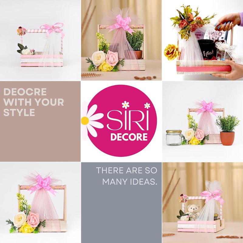 SIRI DECORE سلة خشبية من SiRiDecore لتزيين الهدايا فارغة ديكورات منزلية سلة هدايا من خشب الصنوبر سلة يدوية فاخرة مثالية للهدايا سلة مربعة 10x10x2 بوصة 550 جرام عبوة من 1 - Image 4