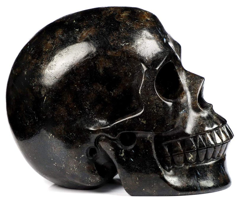 Skullis Skullis 5.0"" Russian Arfvedsonite Crystal Skull  Hand Carved Gemstone Fine Art Sculpture  Reiki Healing Stone Statue.  - Image 5