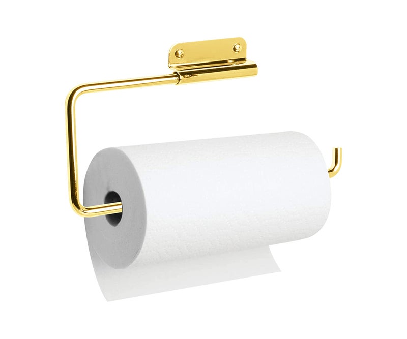 ARSUK Stainless Steel Paper Towel Holder Wall Mounted or Under Cabinet Rustproof Kitchen Roll Organizer for RV Bathroom Garage Screws Included 114 x 47 inch Brass