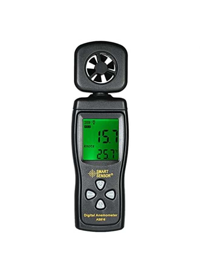 مقياس سرعة الرياح الرقمي الصغير LCD بقياس شقائق النعناع مع إضاءة خلفية من سوبا  - Image 1