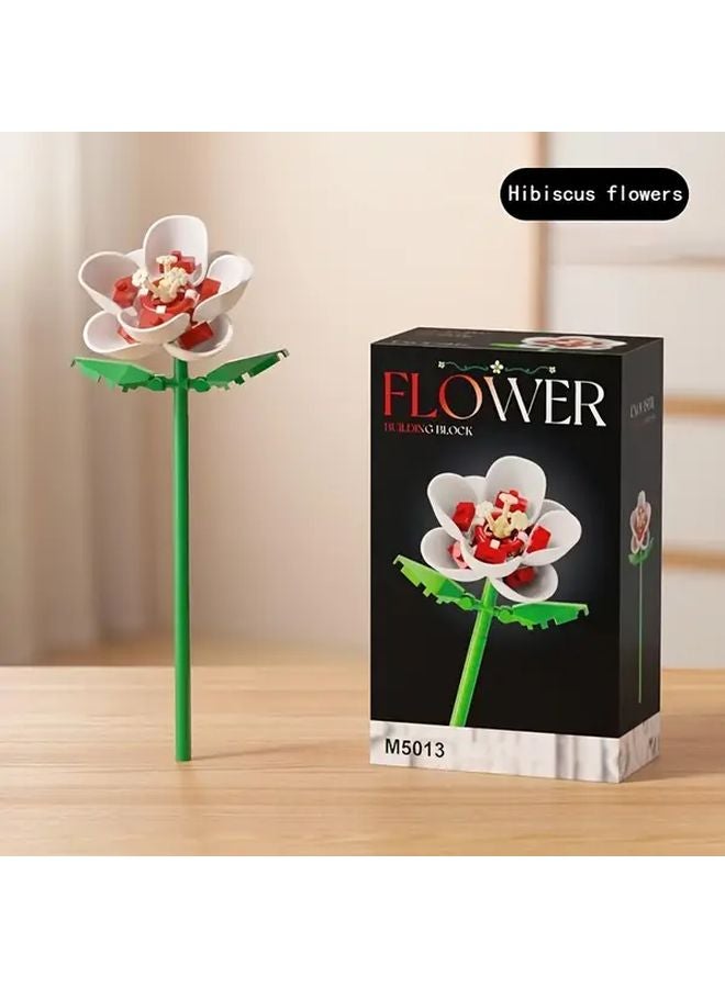 Romantic Building Blocks M5013 Hibiscus Flowers Holiday Gifts for Christmas Halloween Birthday - Image 1