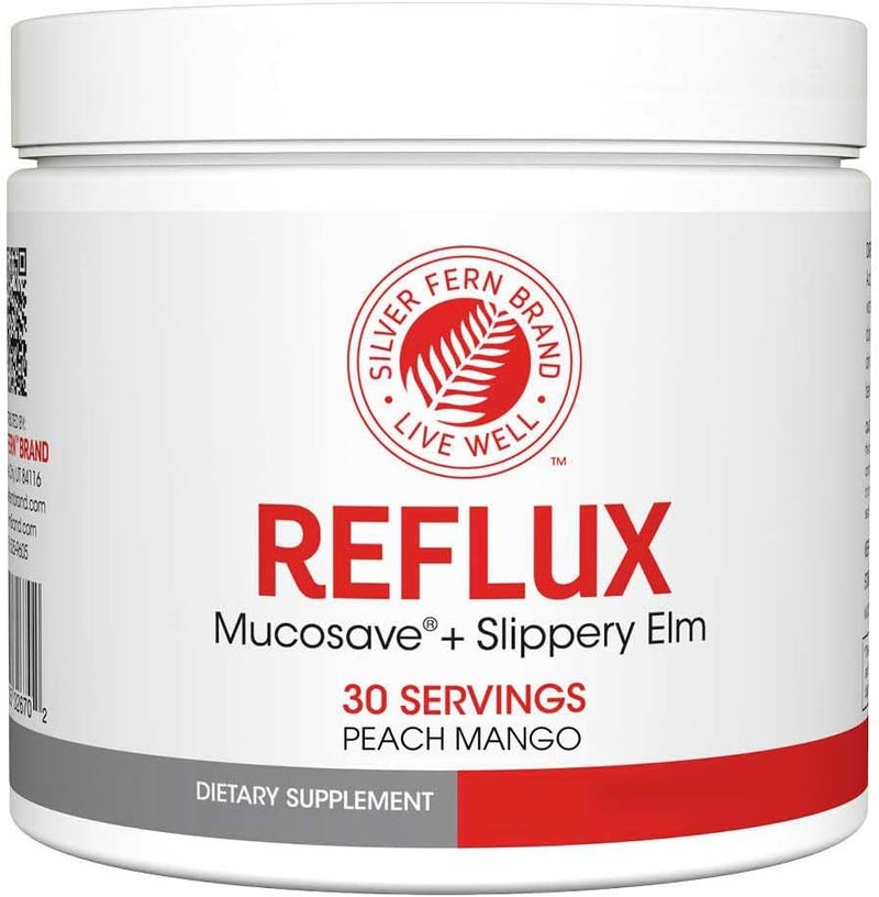 Silver Fern Reflux Digestive Supplement  Peach Mango Flavor  Each Tub  30 Scoops  30 Servings  Mucosal Support for Acid Issues  with Mucosave FG and Slippery Elm Bark 1 Tub - Image 1