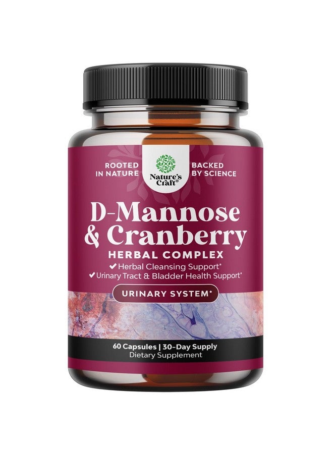 Natures Craft D Mannose with Cranberry Supplement - Potent D Mannose 1000mg Capsules for Kidney Defense Support & Cleanse and Urinary Tract Health for Women & Men - Bladder Health Supplement for Adults - 60 Count - Image 1