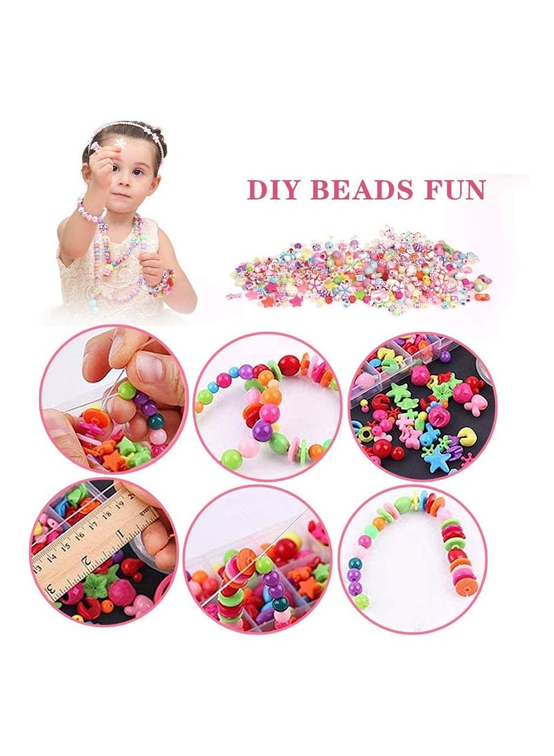 DIY Bead Set, 550+pcs Children Pop Beads for Making Necklace Bracelet Ring, Art Craft & Jewellery Making Kit for Kids Girls Age 4 5 6 7 8, 24 Types - Image 5