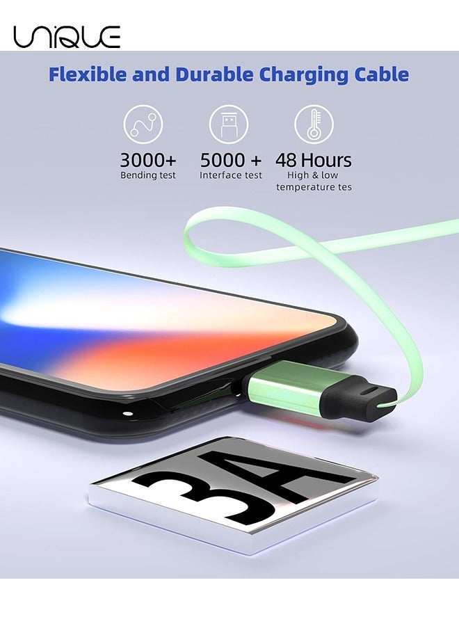 يونيك كابل شحن قابل للسحب 3 في 1 ، سلك شاحن سريع متعدد الكابلات USB لأجهزة iPhone و Samsung و iPad والأجهزة اللوحية و Switch والمزيد (أخضر) - Image 2