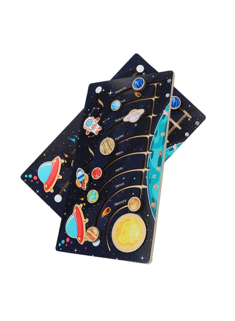 Children's puzzle toys cognitive maze of the nine planets in the solar system, scientific exploration puzzle for early childhood education in kindergarten - Image 3