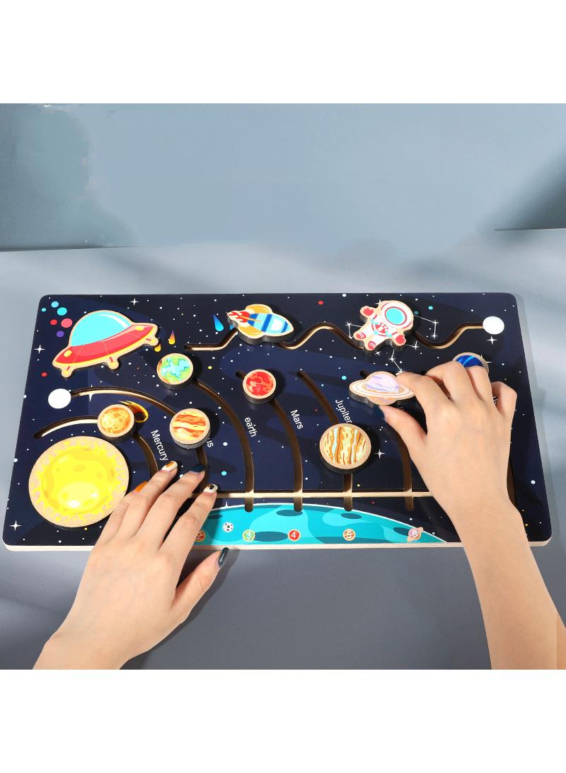 Children's puzzle toys cognitive maze of the nine planets in the solar system, scientific exploration puzzle for early childhood education in kindergarten - Image 1