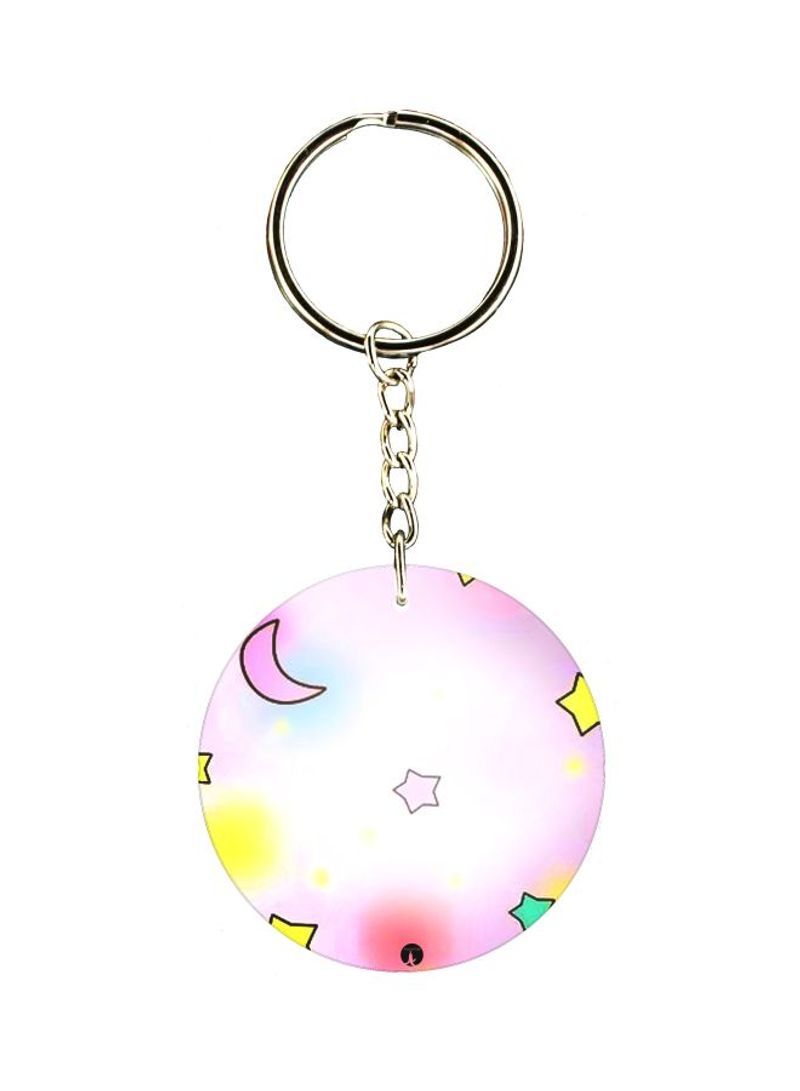 Moon And Star Printed Keychain
