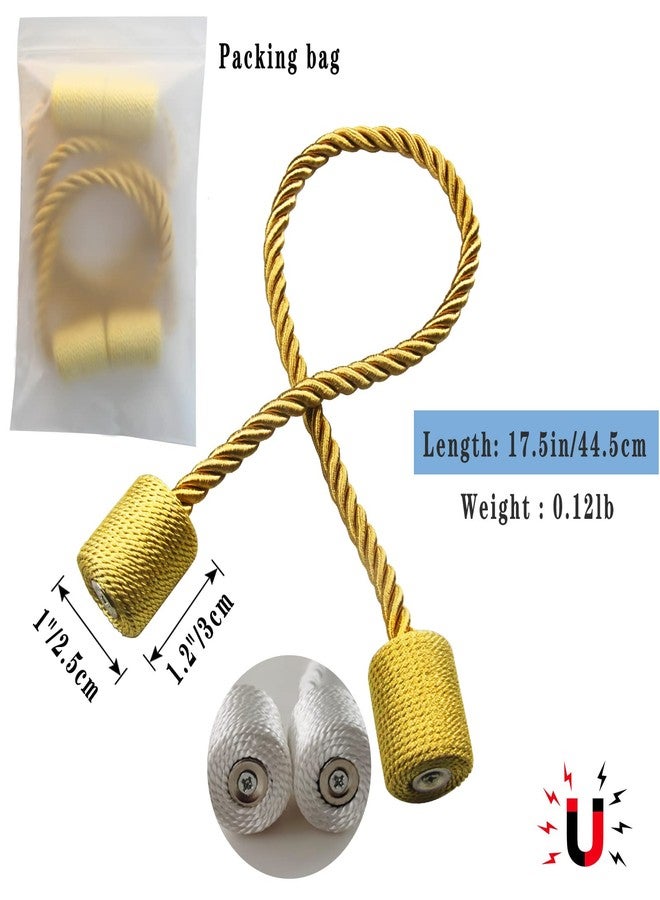 Hangtty Magnetic Curtain Tiebacks 4 Pack Gold Curtain Rope Tieback Curtain Holders for Drapes Modern Tie Backs Decorative Curtain Holdbacks - Image 2