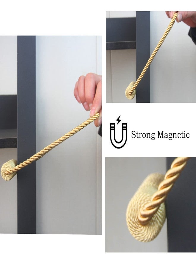 Hangtty Magnetic Curtain Tiebacks 4 Pack Gold Curtain Rope Tieback Curtain Holders for Drapes Modern Tie Backs Decorative Curtain Holdbacks - Image 5