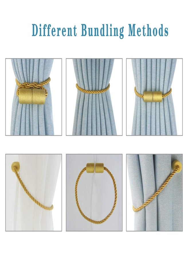 Hangtty Magnetic Curtain Tiebacks 4 Pack Gold Curtain Rope Tieback Curtain Holders for Drapes Modern Tie Backs Decorative Curtain Holdbacks - Image 4