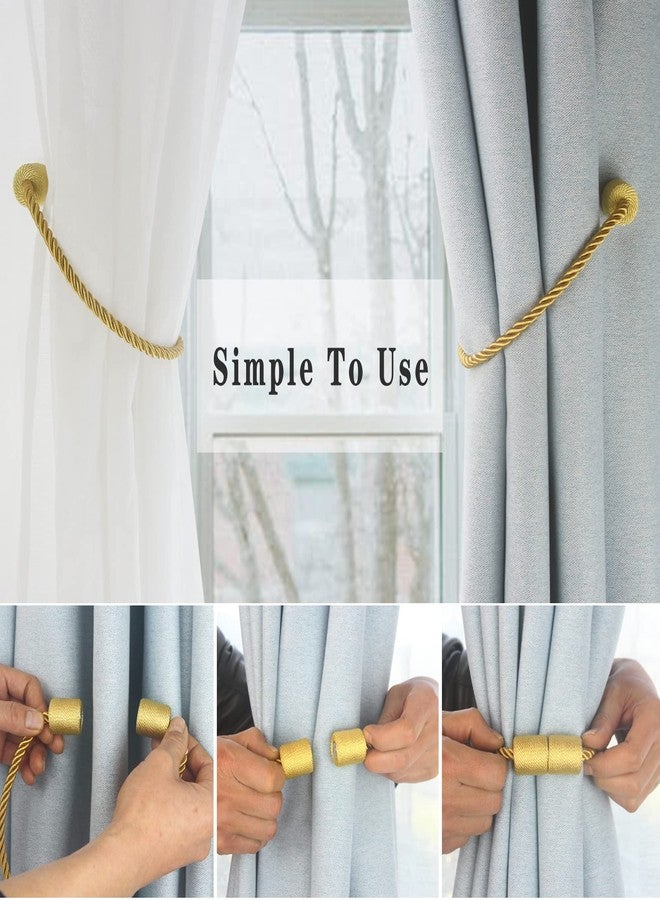 Hangtty Magnetic Curtain Tiebacks 4 Pack Gold Curtain Rope Tieback Curtain Holders for Drapes Modern Tie Backs Decorative Curtain Holdbacks - Image 3