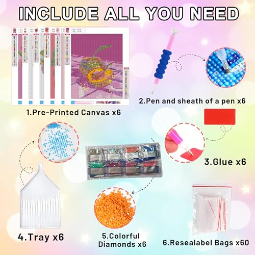 Ycydilirab 6 Pack 5D Diamond Painting for Adults - Diamond Art Kits for Adults,DIY Gem Painting Perfect for Gifts and Home Wall Decor 10x12inch - Image 5