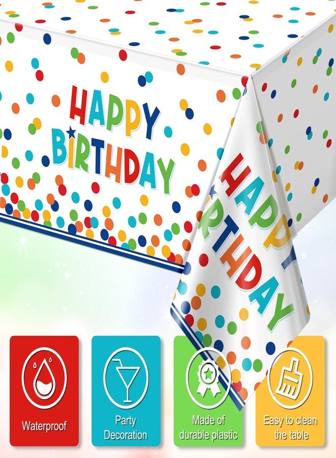 Jectivs 6 Pack Happy Birthday Plastic Tablecloth Decorations,Disposable Colorful Polka Dots Table Cloths,Rectangle Waterproof Table Cover for Girls Boys Birthday Baby Shower Party Decorations,54x108 Inch - Image 3