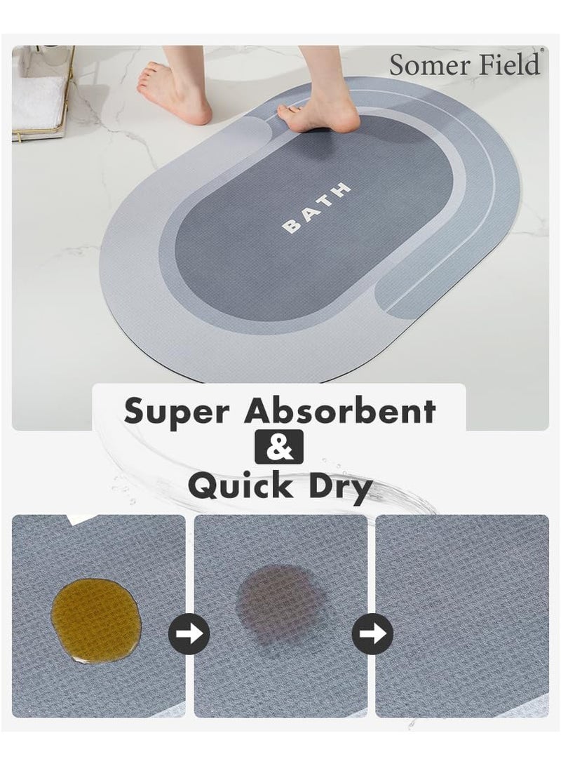 Somerfield سومر فيلد - حصائر الحمام، حصائر أرضية حمام غير قابلة للانزلاق وسجادة حمام سريعة الجفاف، حصيرة استحمام فائقة الامتصاص مع عدم الانزلاق، سميكة، ناعمة، سهلة التنظيف - أفضل شراء (39.90 × 59.90 سم، بيضاوي) - Image 2