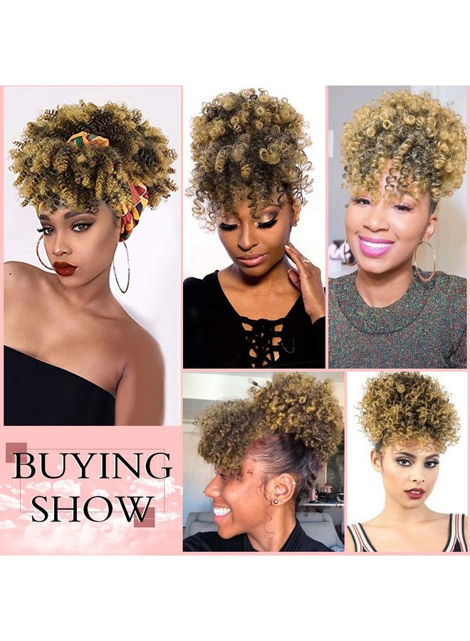 إنترانسد ستايلز ذيل حصان برباط مع غرة، ذيل حصان منتفخ مجعد قصير مع غرة، تسريحة شعر ملفوفة للنساء (T27) - Image 3