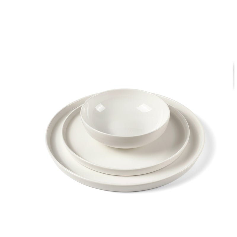 Cuisine Art طقم عشاء 12 قطعة من كوزين آرت من البورسلين العظمي الأبيض الفاخر | 4 أطباق عشاء، 4 أطباق جانبية، 4 سلطانيات | أدوات مائدة أنيقة، خفيفة الوزن، ومتينة للمنزل، الفنادق، وتناول الطعام اليومي - Image 2