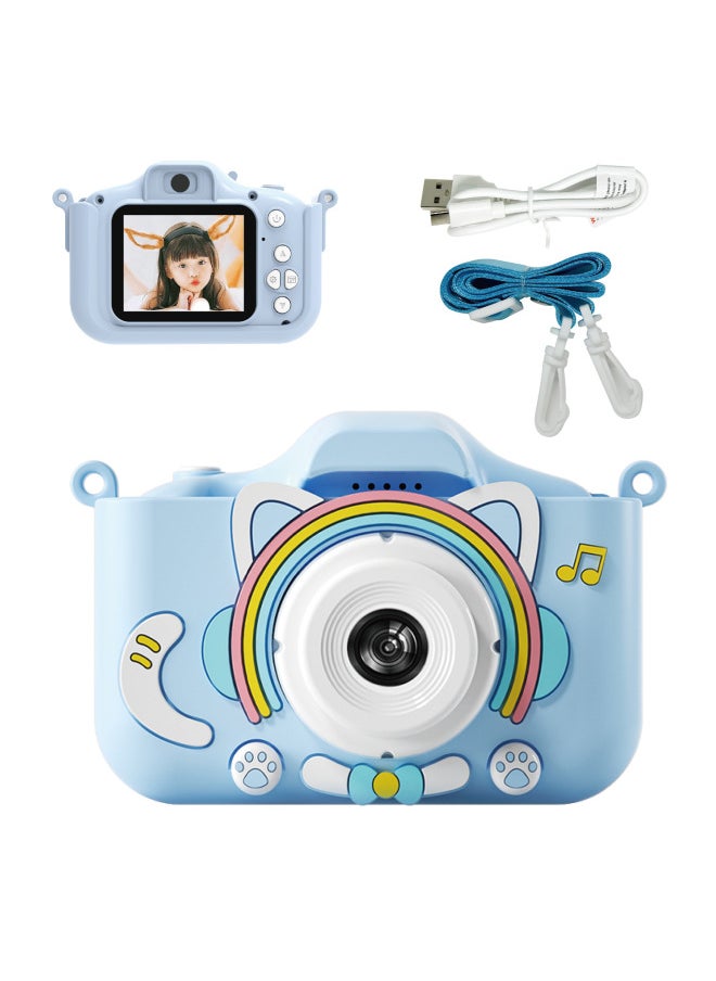 Kitty HD Cartoon Video Children Digital Camera Small SLR Dual Camera Mini Toy Camera-Color:Blue Robot Cat (Configuration + High-definition Dual Camera) + 64g Memory Card + Exquisite Packaging  - Image 1