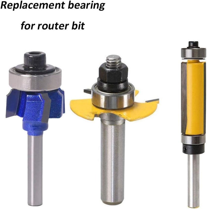 Eyech 7PC Metal Bearings Replacement Kit Deep Groove Ball Bearing Accessory Bit for Router Bit Inner Dia 316  Overall Dia 38 12 58 34 78 1 118 - Image 4