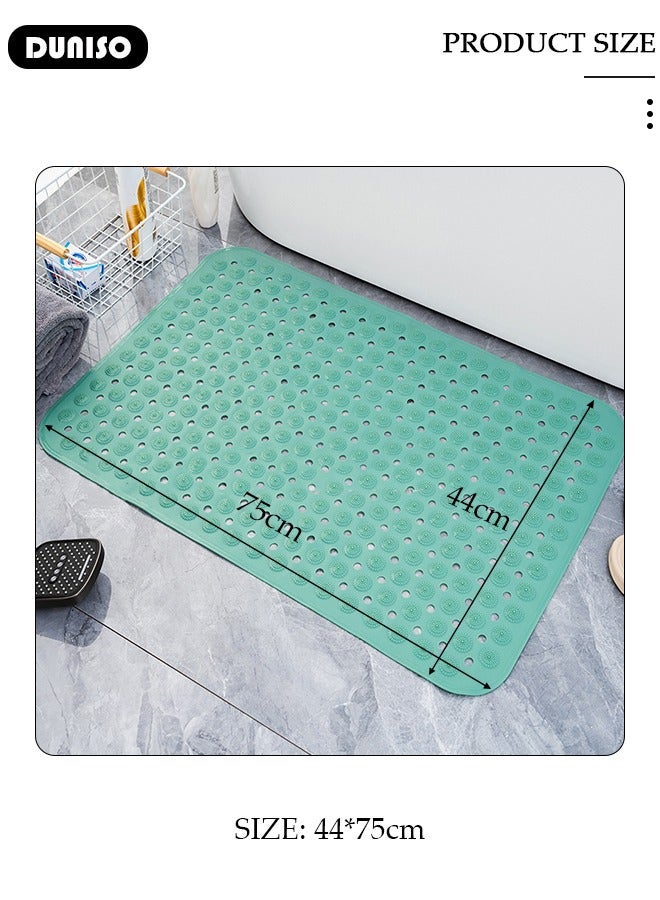 DUNISO Anti Slip Bathroom Mat Shower Mat Waterproof Mat Foot Massage Mat With Drain Holes And Suction Cups 44*75cm Bath Mat For Tub, Toilet And Bathroom Floors Green - Image 4