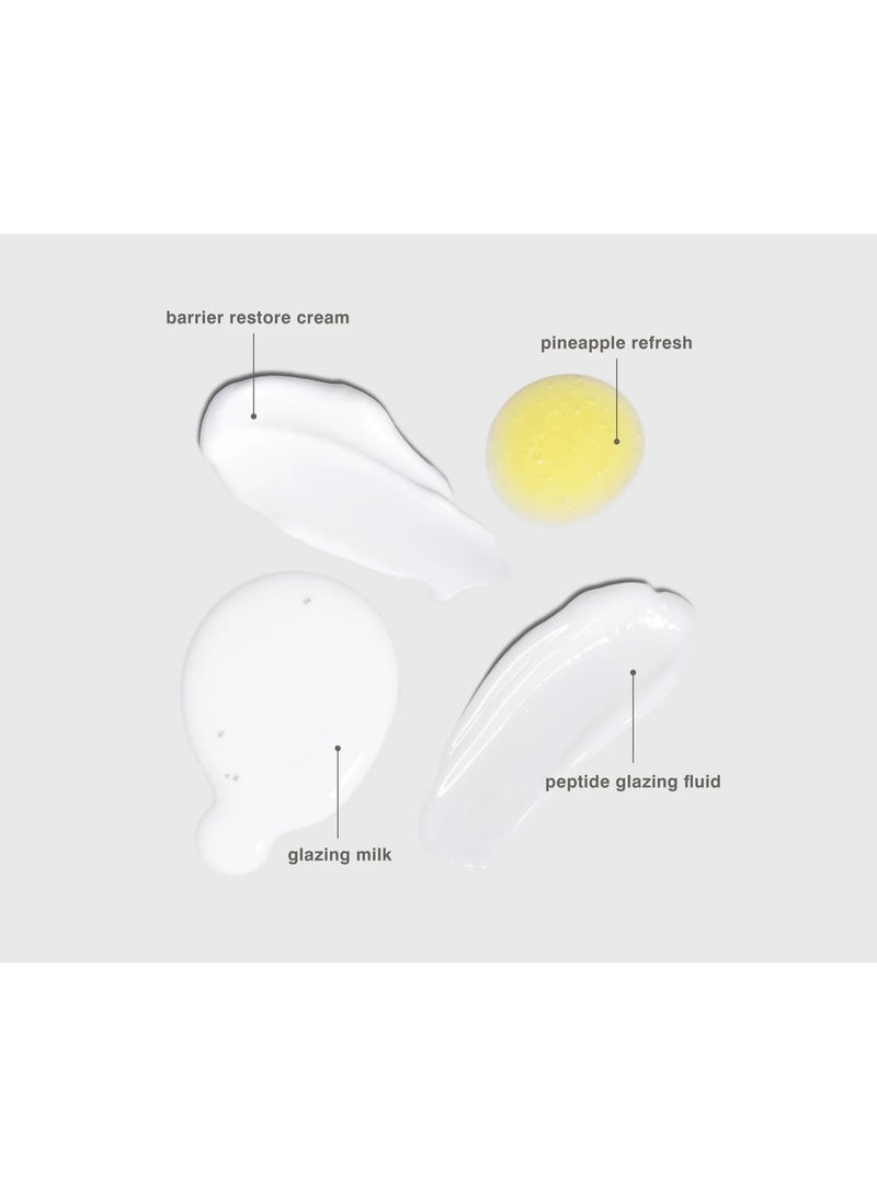 rhode أربعة أساسيات يومية للعناية بالبشرة (انتعاش الأناناس، حليب التزجيج، سائل التزجيج بالبيبتيد، كريم استعادة الحاجز) - Image 3