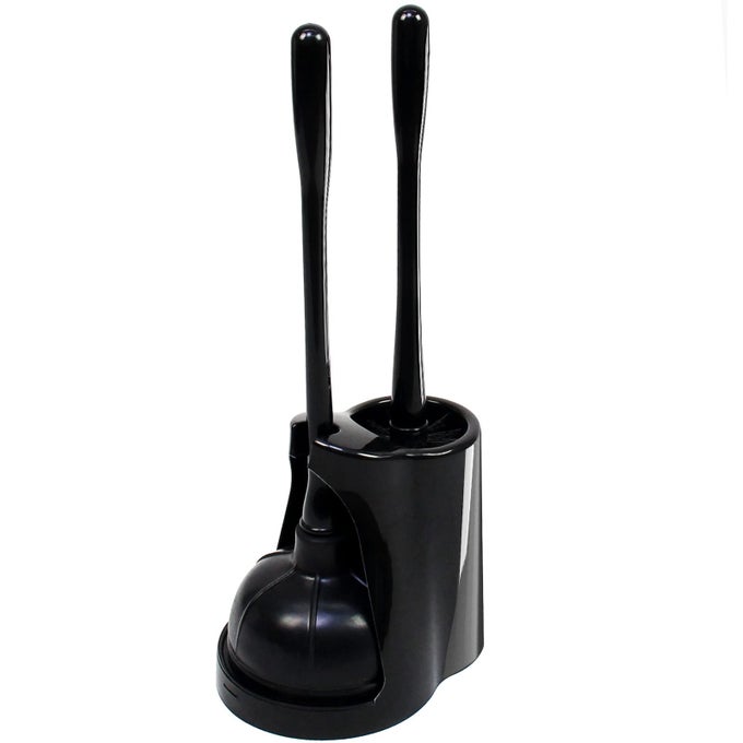 TOILET PLUNGER AND BOWL BRUSH COMBO FOR BATHROOM CLEANINGBATHROOM ACCESSORIES DARK BLACK