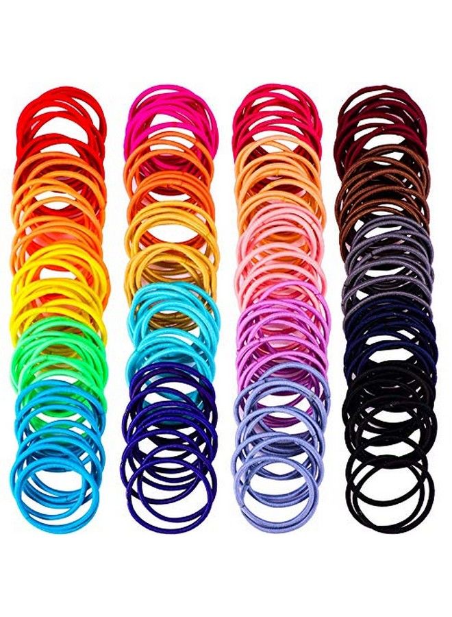 Fameza 100 Pieces Nometal Hair Elastics Hair Ties Ponytail Holders Hair Bands (2 Mm X 2.5 Cm Multicolor) - Image 1