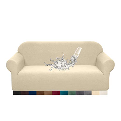 Granbest Premium Water Repellent Sofa Cover High Stretch Couch Slipcover Super Soft Fabric Couch Cover (Beige, X-Large) - Image 1