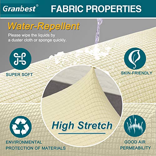 Granbest Premium Water Repellent Sofa Cover High Stretch Couch Slipcover Super Soft Fabric Couch Cover (Beige, X-Large) - Image 3