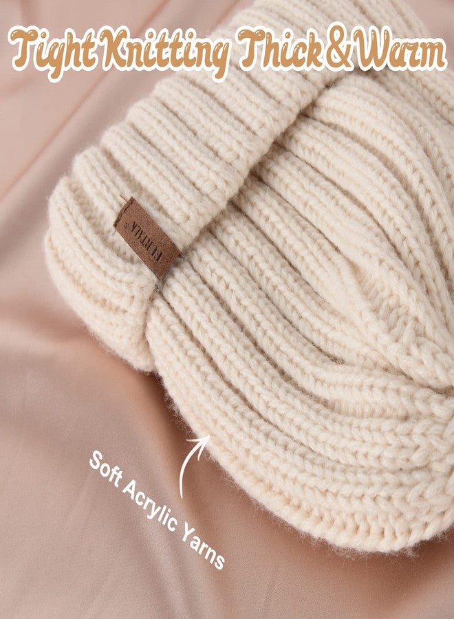 FURTALK Toddler Beanie Satin Lined Baby Boys Girls Winter Hats Pom Pom Beanies for Kids Beige - Image 3