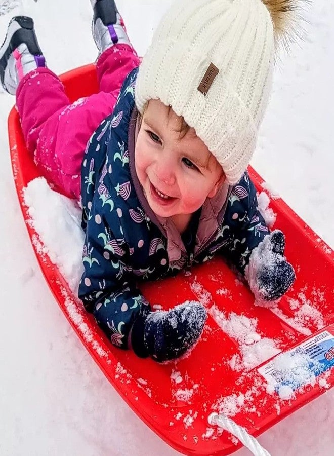 FURTALK Toddler Beanie Satin Lined Baby Boys Girls Winter Hats Pom Pom Beanies for Kids Beige - Image 5