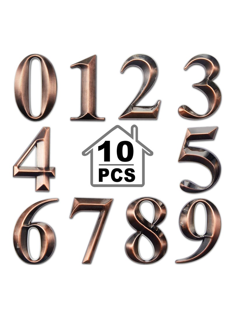 KASTWAVE 3D Mailbox Numbers 0-9 Self-Adhesive 2 Inch Address Number Stickers | Waterproof and Durable | Easy to Install | Ideal for Home, Office, and More (Bronze,10 Pieces) - Image 1