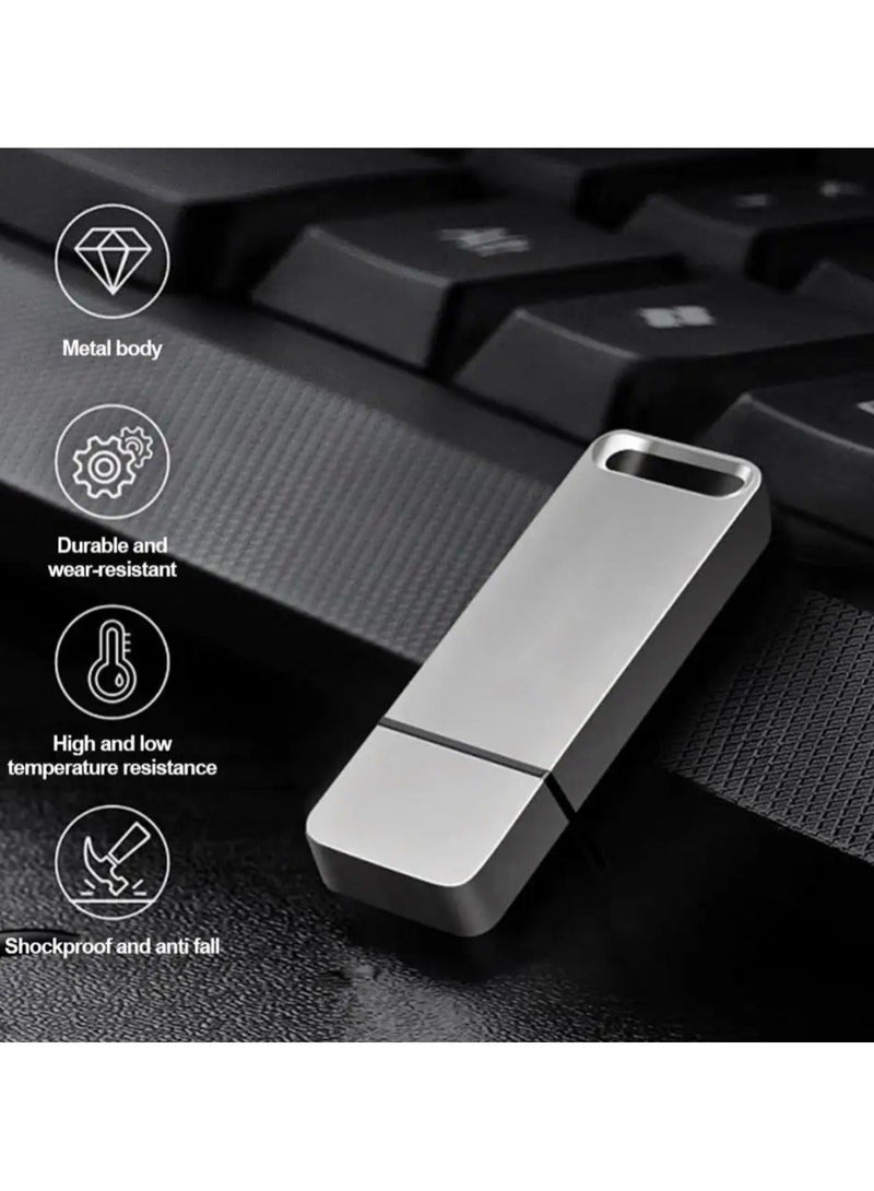 محرك أقراص فلاش USB سعة 2 تيرابايت عالي السرعة مع فتحة للمفاتيح وغطاء للحماية المثالية وذاكرة OTG مقاومة للماء للهواتف الذكية وأجهزة الكمبيوتر والأجهزة اللوحية وأجهزة الكمبيوتر الشخصية والسيارات وأج - Image 2