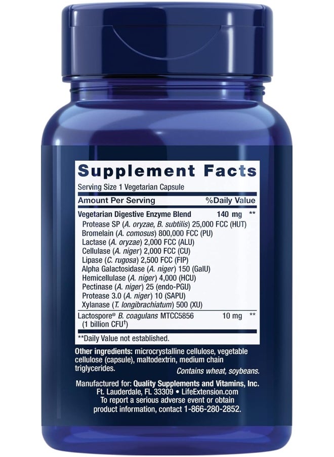 Life Extension - Enhanced Super Digestive Enzymes & Probiotics Vegetarian-Friendly Digestive Health Formula For Gi Balance Plant-Based Diet Aid Non-Gmo 60 Vegetarian Capsules - Image 1