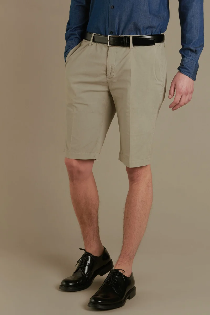 دوبل غانغر 100% cotton chino bermuda - Ecrue