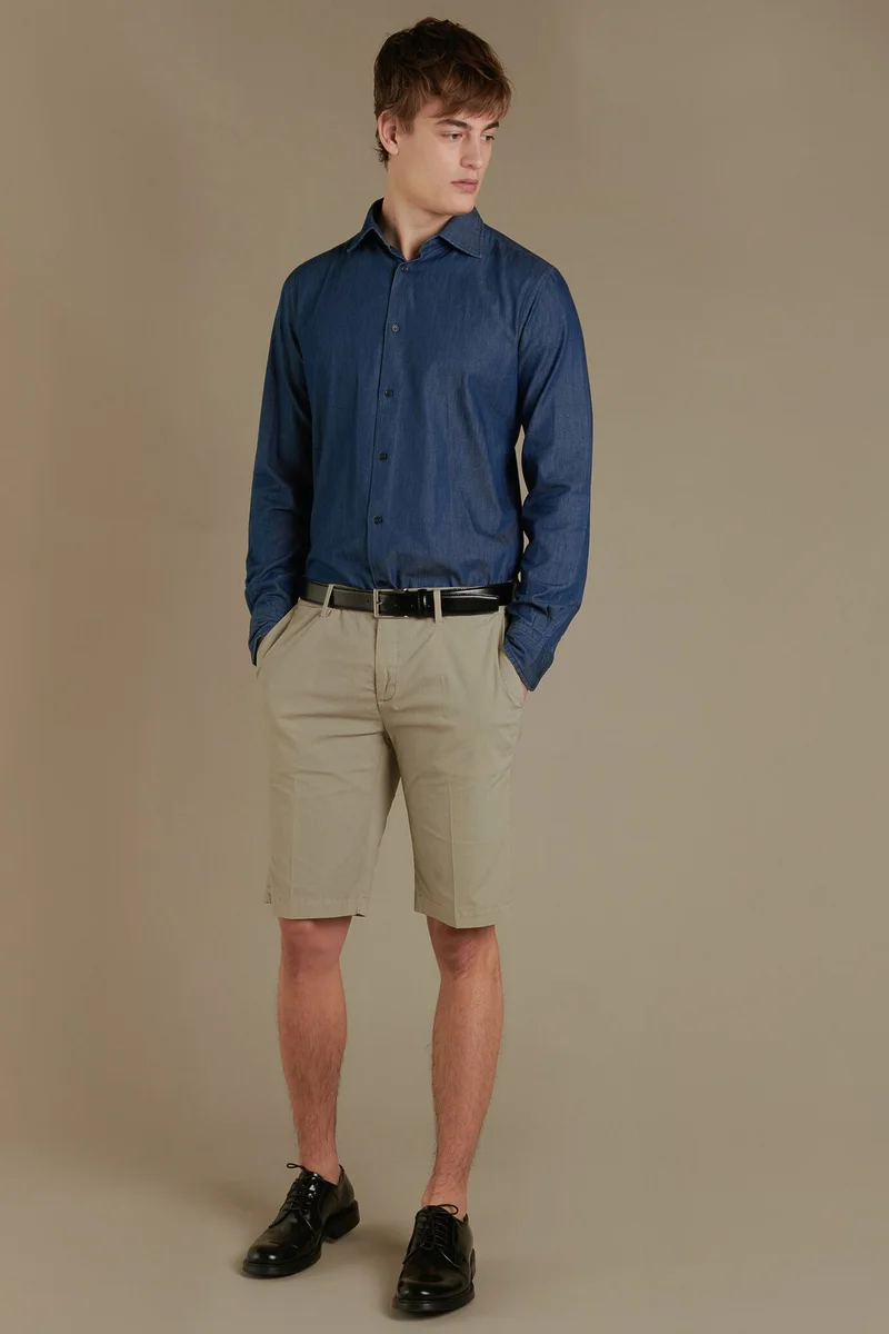 100% cotton chino bermuda - Ecrue