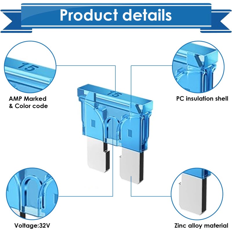 Eoppen 304Pcs Car Fuses Assortment Kit with Fuse Puller and Circuit Tester - Standard & Mini & Low Profile Mini Fuse Kit (3A 5A 7.5A 10A 15A 20A 25A 30A 35A 40A) - Image 4
