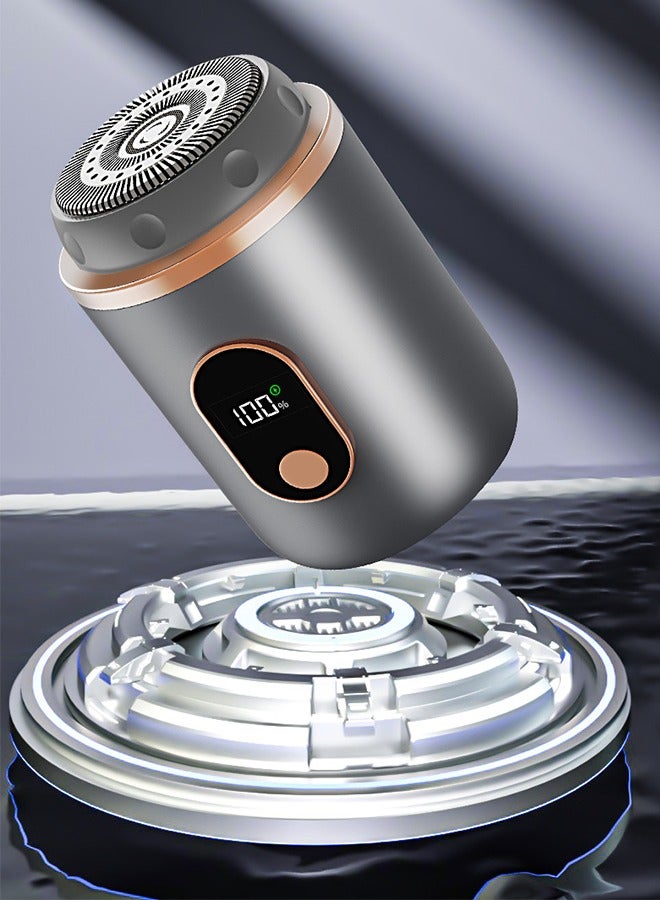 ماكينة حلاقة كهربائية صغيرة، هيكل من سبائك الألومنيوم، رأس ماكينة حلاقة عائمة ثلاثية الأبعاد، شحن من النوع C، تستخدم لمدة 45 يومًا، مقاومة للماء IPX7، ماكينة حلاقة صغيرة محمولة، ماكينة حلاقة للسفر، ماكينة حلاقة صغيرة، مناسبة للمنزل والسيارة والسفر (أسود) - Image 5