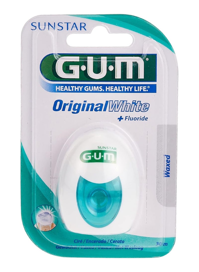 Gum Original White Dental Floss - Designed To Remove Stains In-Between Teeth-Interdental Control -Plaque With Micronized Silica And Fluoride Deep Cleaning 30M - Image 1